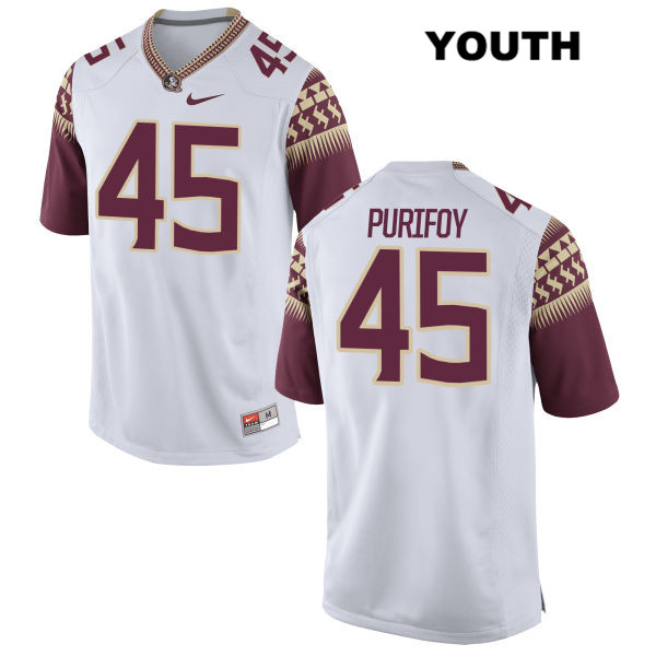 Youth NCAA Nike Florida State Seminoles #45 Delvin Purifoy College White Stitched Authentic Football Jersey LOG0169DF